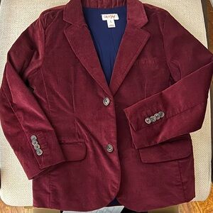 Boys Cat & Jack burgundy and navy blue velvet-look dinner jacket - size 5T
